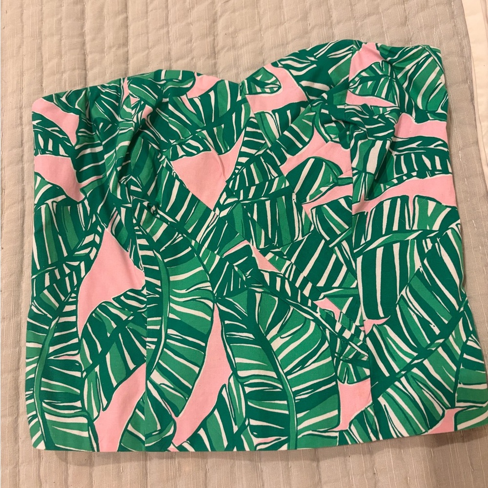 Lilly Pulitzer Green and Pink Leaf Print Top